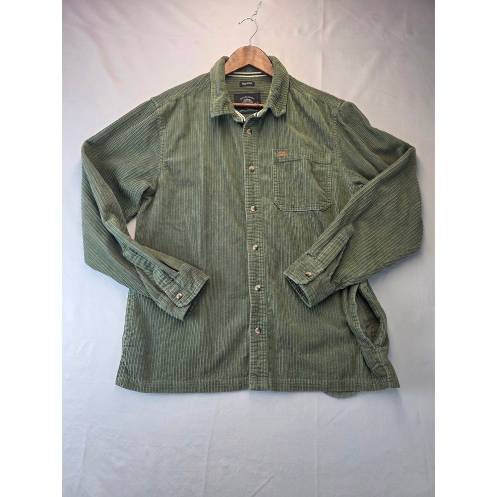 Buffalo David Bitton Mens Corduroy Shacket Olive Green Button Down Shirt Large